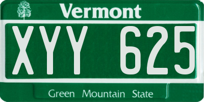 VT license plate XYY625