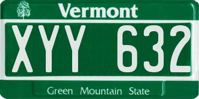VT license plate XYY632