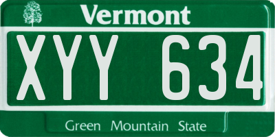 VT license plate XYY634