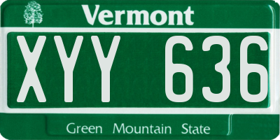 VT license plate XYY636