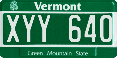 VT license plate XYY640