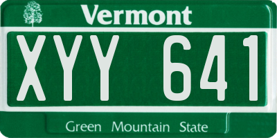 VT license plate XYY641