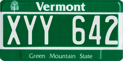 VT license plate XYY642