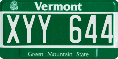 VT license plate XYY644