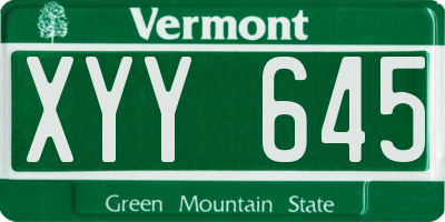 VT license plate XYY645