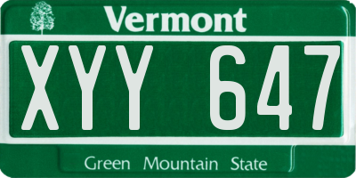 VT license plate XYY647