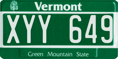 VT license plate XYY649