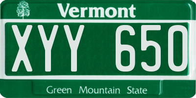 VT license plate XYY650