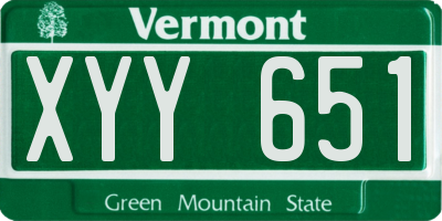 VT license plate XYY651