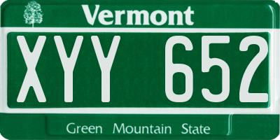 VT license plate XYY652