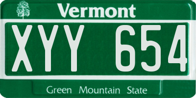 VT license plate XYY654