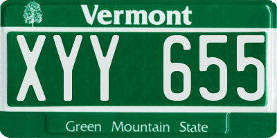 VT license plate XYY655