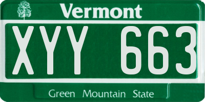 VT license plate XYY663