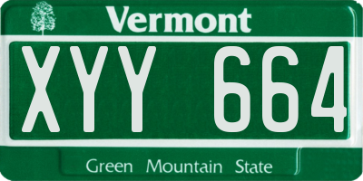 VT license plate XYY664