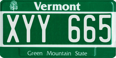 VT license plate XYY665
