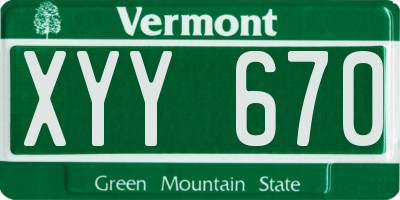 VT license plate XYY670