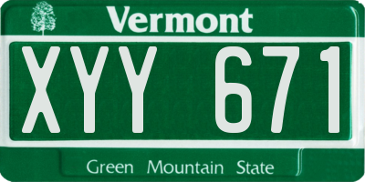 VT license plate XYY671