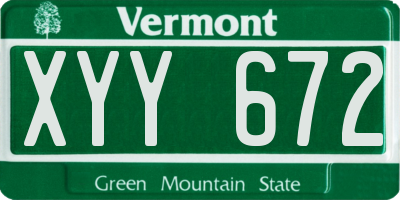 VT license plate XYY672