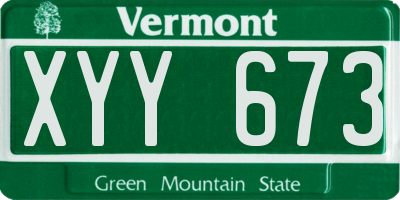 VT license plate XYY673