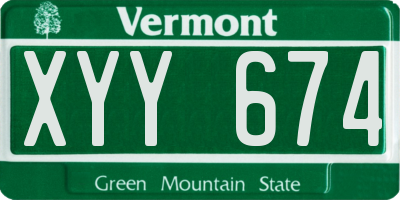 VT license plate XYY674