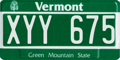 VT license plate XYY675