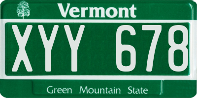 VT license plate XYY678