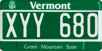 VT license plate XYY680