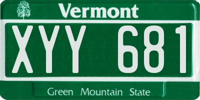 VT license plate XYY681