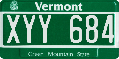 VT license plate XYY684