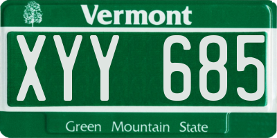 VT license plate XYY685