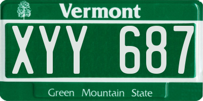 VT license plate XYY687