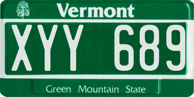 VT license plate XYY689