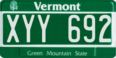 VT license plate XYY692