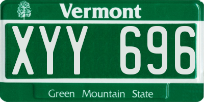 VT license plate XYY696
