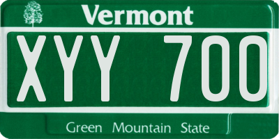 VT license plate XYY700