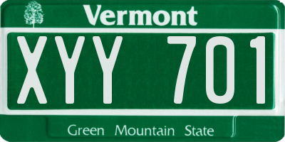 VT license plate XYY701
