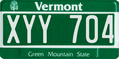 VT license plate XYY704
