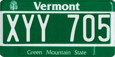 VT license plate XYY705