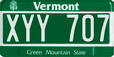VT license plate XYY707