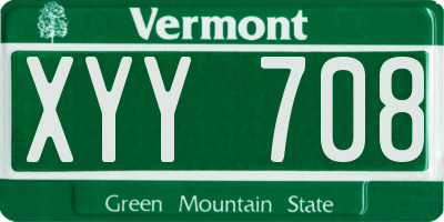 VT license plate XYY708