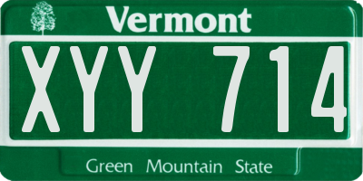 VT license plate XYY714