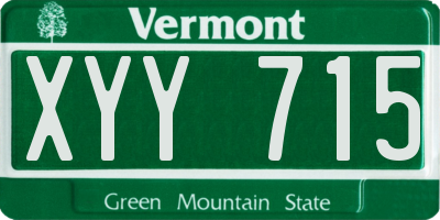 VT license plate XYY715