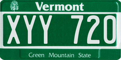VT license plate XYY720