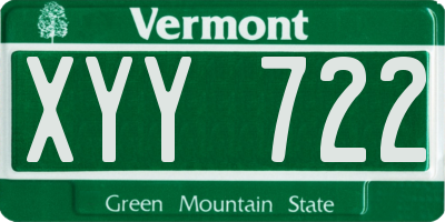 VT license plate XYY722