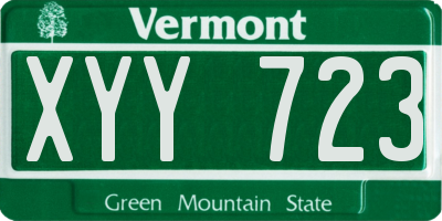 VT license plate XYY723