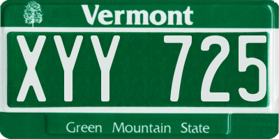 VT license plate XYY725