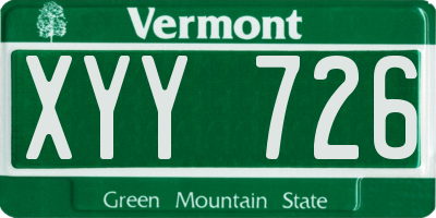 VT license plate XYY726