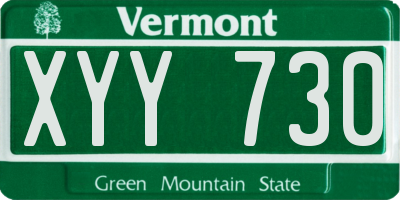 VT license plate XYY730