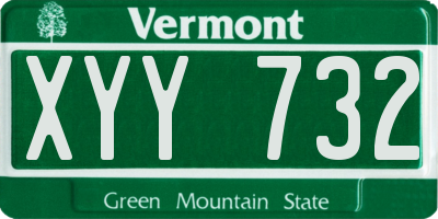 VT license plate XYY732