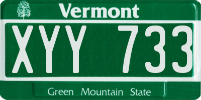 VT license plate XYY733